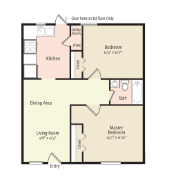 2D Floorplan of 2 Bedroom 1 Bath_2