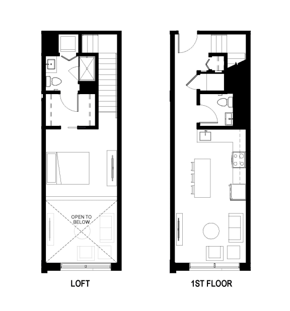 Floor Plan  Loft Unit G Floor Plan One Bedroom at The George, Ann Arbor, MI
