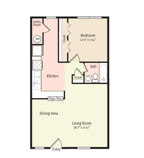 2D Floorplan of 1 Bedroom 1 Bath_1