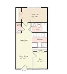2D Floorplan of 1 Bedroom 1 Bath_3