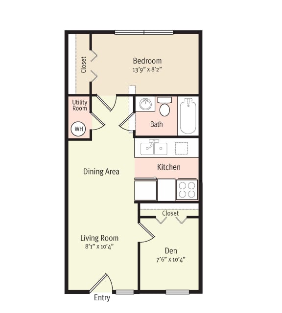 2D Floorplan of 1 Bedroom 1 Bath_3