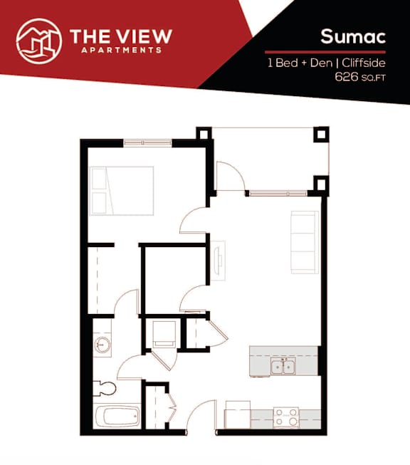 a floor plan of a unit with a bedroom and a bathroom