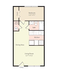 2D Floorplan of 1 Bedroom 1 Bath_2