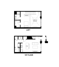Unit B Floor Plan One Bedroom at The George, Ann Arbor Michigan
