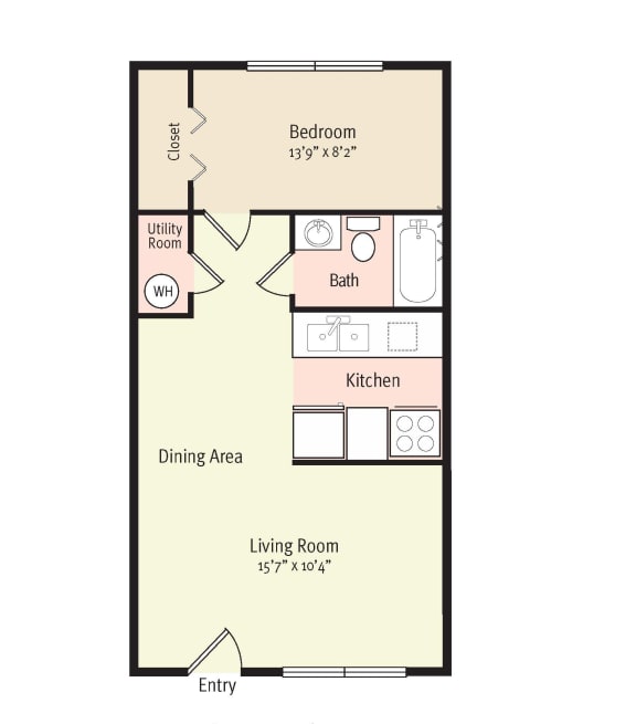 2D Floorplan of 1 Bedroom 1 Bath_2