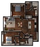 2 bed 2 bathroom B2 Floor Plan at Legacy Brooks, San Antonio, TX