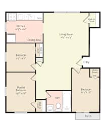 2D Floorplan of 3 Bedroom 1 Bath_1