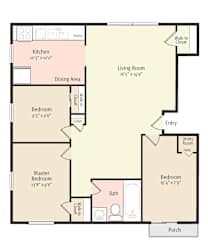 2D Floorplan of 3 Bedroom 1 Bath_1