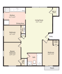 2D Floorplan of 3 Bedroom 1 Bath_1