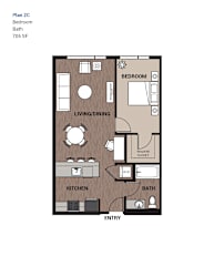 One Bedroom Plan 2C at Upton Flats, Seattle