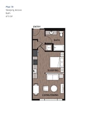 1B Floor Plan at Upton Flats, Seattle, WA