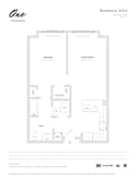 Residence A15A 1 Bedroom 1 Bath Floor Plan at One Harrison, Harrison