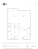 1 Bedroom 1 Bath Floor Plan at One Harrison, Harrison, 07029