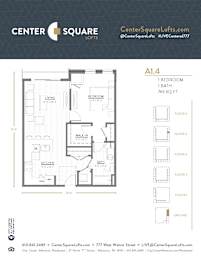 A1.4 Floor Plan at Center Square Lofts West, Allentown, 18101