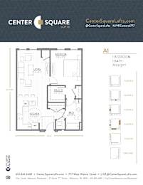 A1 Floor Plan at Center Square Lofts West, Pennsylvania
