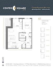 A2 Floor Plan at Center Square Lofts West, Allentown, PA, 18101
