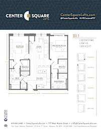 B1.1 Floor Plan at Center Square Lofts West, Allentown, 18101