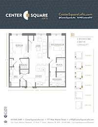 B1 Floor Plan at Center Square Lofts West, Allentown, PA