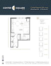 S2 Floor Plan at Center Square Lofts West, Allentown, 18101