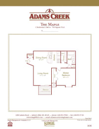 Maple 1  Bed   1  Bath   664 Sq. Ft. at Adams Creek, Michigan