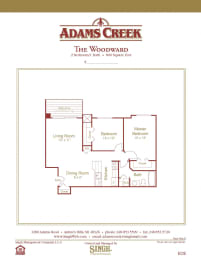 Woodward 2  Bed   1  Bath   780 Sq. Ft. at Adams Creek, Auburn Hills, MI, 48326