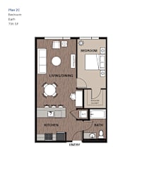 One Bedroom Plan 2C at Upton Flats, Seattle