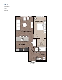 One Bedroom Plan 3 at Upton Flats, Seattle, WA
