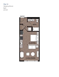 1B Floor Plan at Upton Flats, Seattle, WA