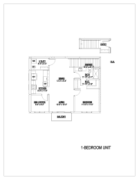  Floor Plan Modern: 1 Bed/1 Bath + Den, 1 Stall Det. Garage