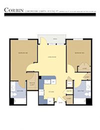 Corbin Floor Plan at Liberty Crest Apartments, Utah, 84111