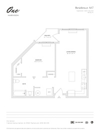 Residence A17 1 Bedroom 1 Bath Floor Plan at One Harrison, Harrison, NJ, 07029