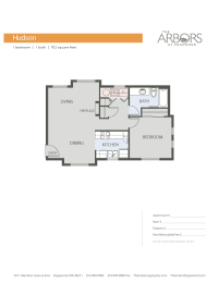 The Arbors at Edgewood Floor Plan - 1x1 Hudson