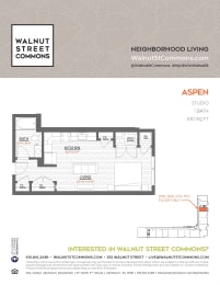 Studio 1 bath Aspen at Walnut Street Commons, Allentown, PA, 18101