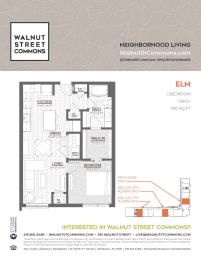 1 bed 1 bath Elm at Walnut Street Commons, Allentown, PA, 18101