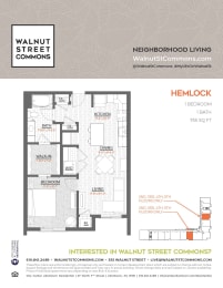 1 bed 1 bath Hemlock at Walnut Street Commons, Allentown, PA