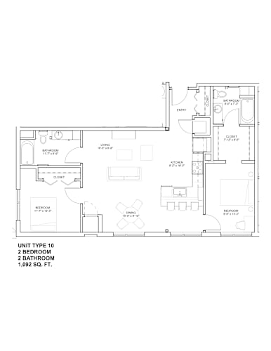 Floor Plan  2 Bed 2 Bath