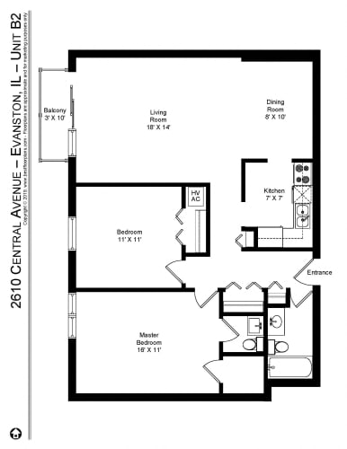 Floor Plan  Two Bedroom One and a Half Bathrooms