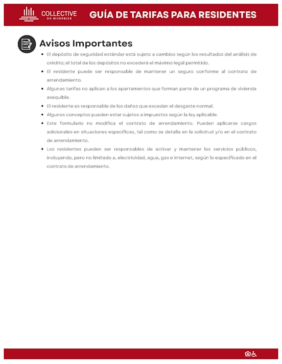 A document titled "GUIDE FOR RESIDENTS" lists important notes regarding security deposits and lease agreements.