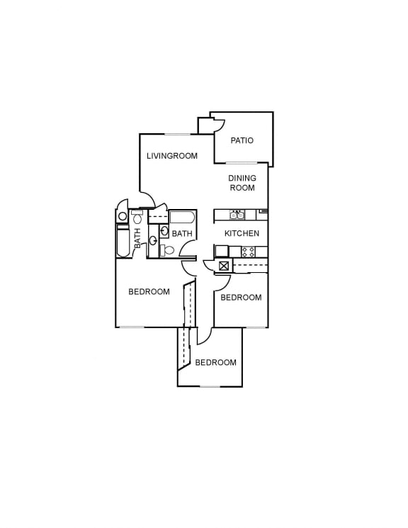 3 Bedroom 2 Bathroom Floor Plan