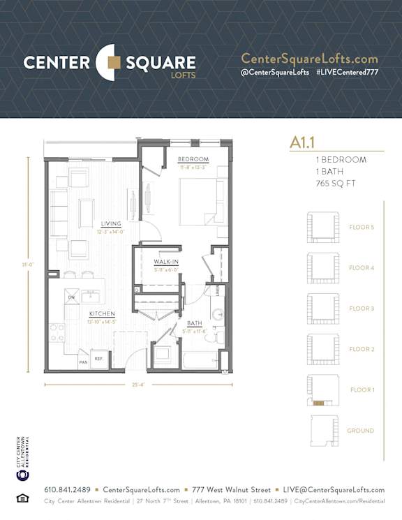 A1.1 Floor Plan at Center Square Lofts West, Pennsylvania, 18101