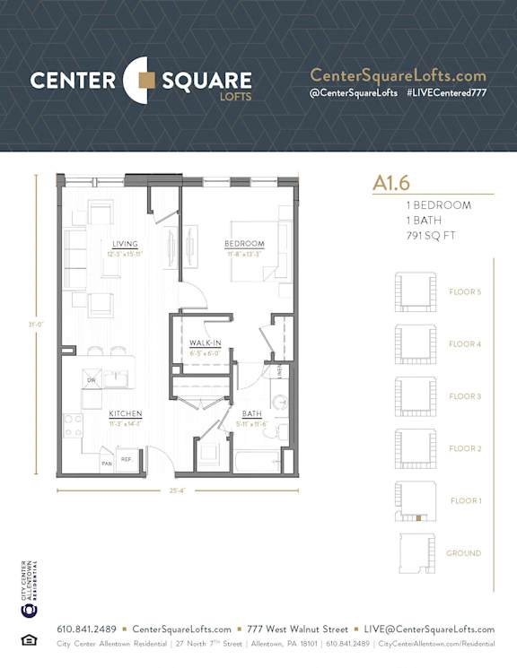 A1.6 Floor Plan at Center Square Lofts West, Allentown