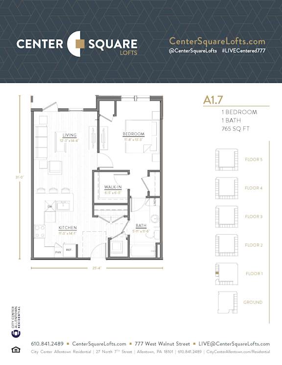 A1.7 Floor Plan at Center Square Lofts West, Pennsylvania