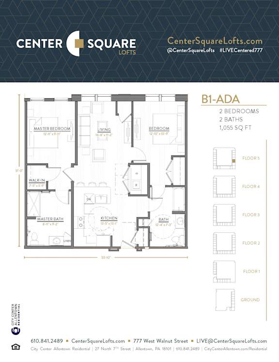 B1 ADA Floor Plan at Center Square Lofts West, Pennsylvania, 18101