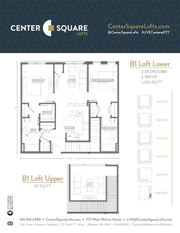 B1 LOFT Floor Plan at Center Square Lofts West, Pennsylvania