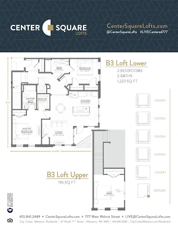 B3 LOFT Floor Plan at Center Square Lofts West, Allentown, Pennsylvania