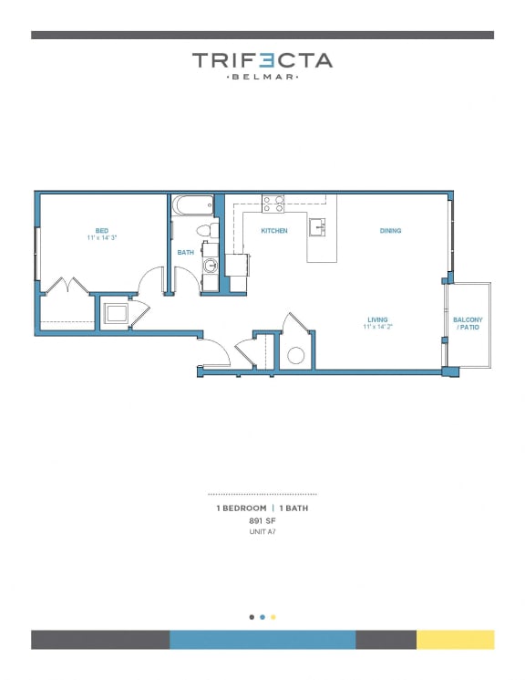 A7 Floor Plan at Trifecta Belmar, Lakewood, CO, 80226