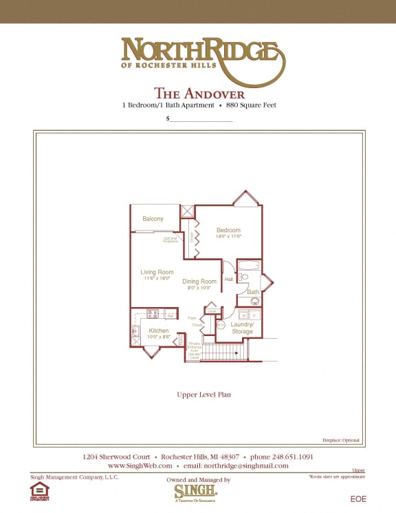 Floor Plan  Andover Upper Floor Plan at Northridge, Michigan