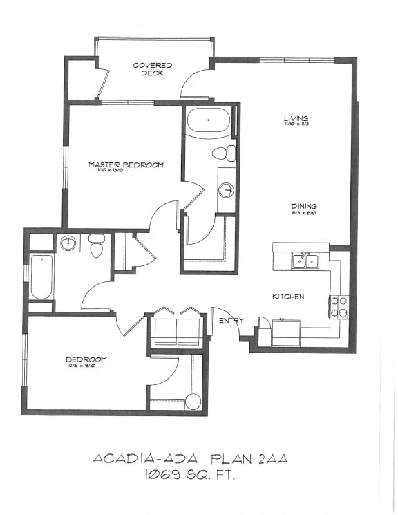 Floor Plan  Two Bedroom at StonePointe, University Place, WA, 98466