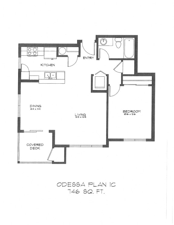 Floor Plan  One Bedroom at StonePointe, University Place, WA, 98466