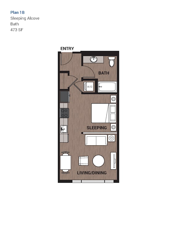 Floor Plan  1B Floor Plan at Upton Flats, Seattle, WA